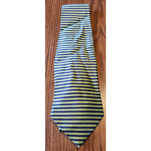 Pierre Cardin Men's Classic 100% Silk Necktie Designer Striped Yellow/Blue Tie